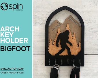 Bigfoot Arch Key Hanger or Decor - Laser Ready file - Glowforge and All Lasers