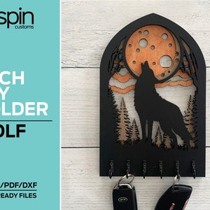 Colgador de llaves o decoración con forma de arco de lobo: archivo compatible con láser: Glowforge y todos los láseres