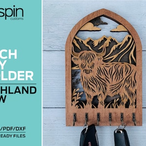 Highland Cow Arch Portachiavi o Decorazione - File pronto per il laser - Glowforge e tutti i laser
