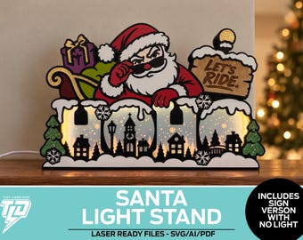 Santa "Let's Ride" Light and Sign - Christmas - Digital file For all Lasers