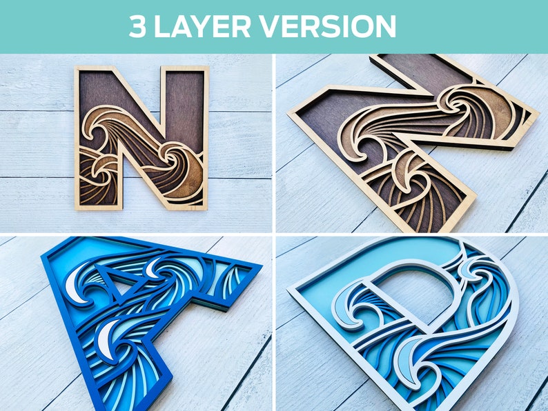 Wave Letters - Options for Different Layers - Laser Cut Files ...
