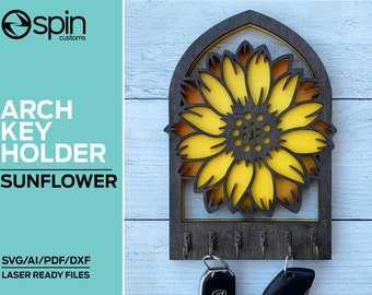 Sunflower Arch Key Hanger or Decor - Laser Ready file - Glowforge and All Lasers