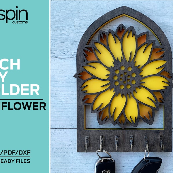 Sunflower Arch Key Hanger or Decor - Laser Ready file - Glowforge and All Lasers