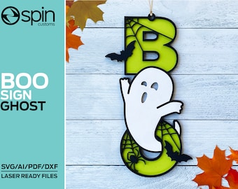 Ghost BOO Sign - Halloween - Laser ready file - Glowforge and other lasers