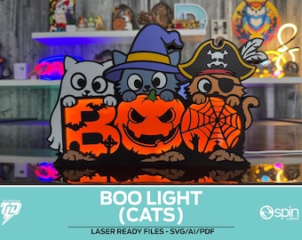 Sinalização luminosa e de Halloween com o tema CATS - Compatível com todos os lasers.