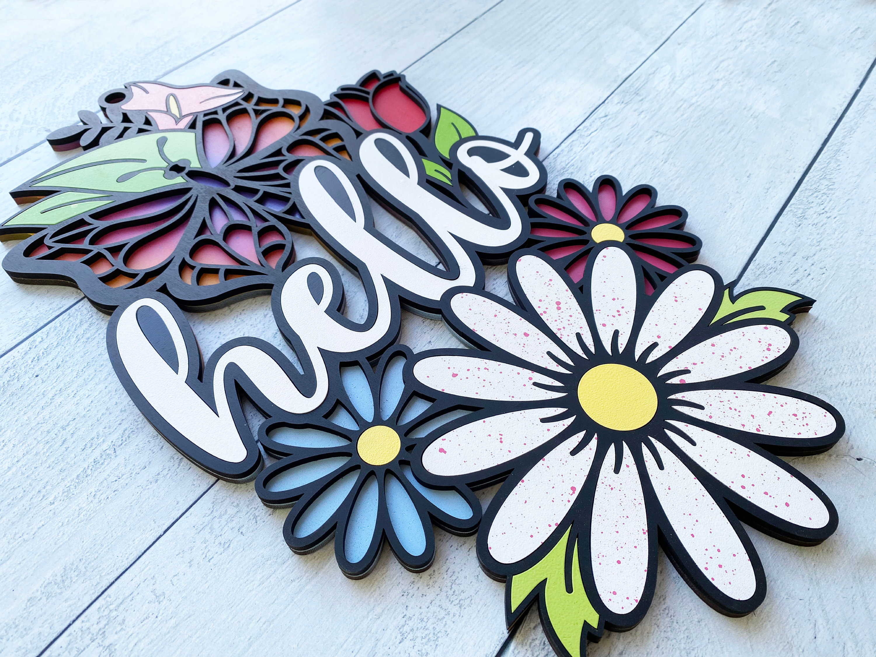 Hello Spring Sign - Laser Ready File - Glowforge and ALL Lasers or ...