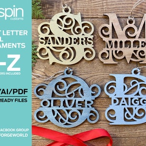 Split Letter Swirl Ornaments - Laser Ready File - SVG - AI - PDF