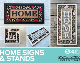 Home Signs and Stands - Laser Ready file - Glowforge and All Lasers