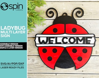 Multi-Layer Assemble and Non Assemble Ladybug Sign - Laser Cut File