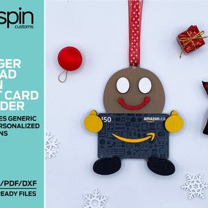 Gingerbread Man cadeaukaarthouder ornament - lasergesneden bestand - digitaal bestand - Glowforge en andere lasers