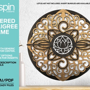 Disegno Filligree a strati da 17" rotondo - Progettato per essere assemblato per la stampa su Glowforge Basic - Disponibile anche la versione normale non assemblata