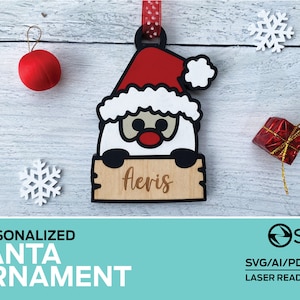Santa Claus Christmas Ornament - Personalizable - Laser ready file - Glowforge and other lasers