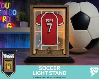 Personalized Soccer Mini Framed Jersey - Light, Stand and Sign - Laser Ready Files - All Lasers