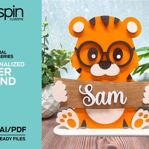 Support tigre - personnalisable - fichier laser ready - Glowforge et tous les outils de découpe laser - SVG-PDF-AI