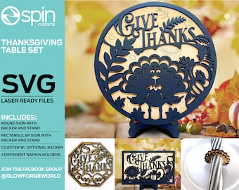 Thanksgiving Table Set - Laser Ready Cut File - Glowforge - SVG