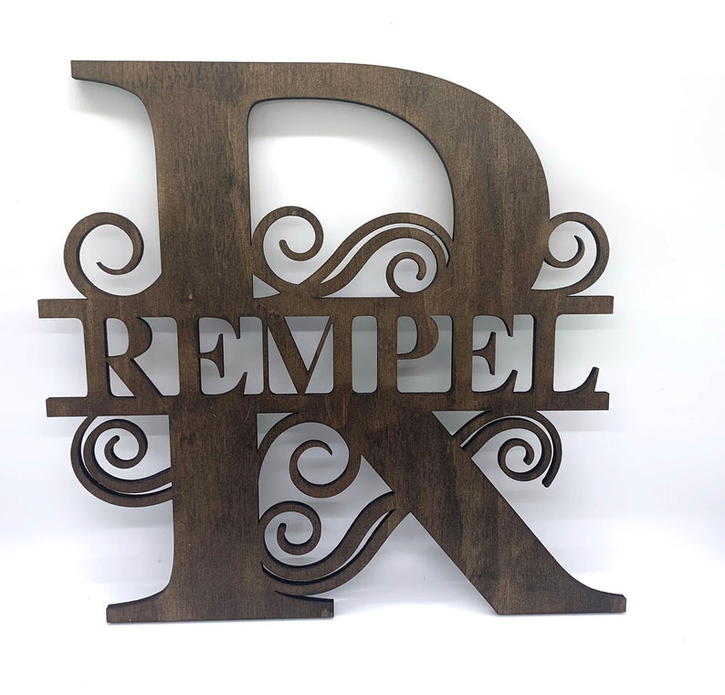 Split Letter Monograms Swirls ALPHABET 26 Letters Digital Laser Cut file Glowforge svg/eps/ai image 7