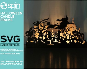 Halloween Candle Frame - Digital Laser ready Files - SVG - Gloforge