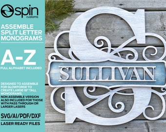 Multi-Layer Monogram Assembly and Non Assembly Versions - Laser Cut File