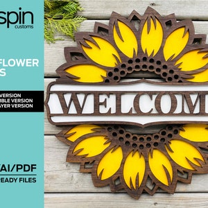 Multi-Layer Assemble and Non Assemble Sunflower Sign - Laser Cut File