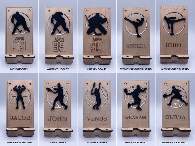 Sports and Recreation Cell Phone Stands 66 Designs Laser Ready File Glowforge and Lightburn Tested image 5