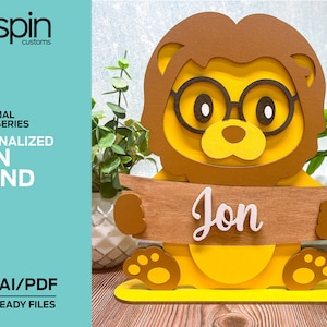 Lion Stand - Personalizável - Arquivo pronto para laser - Glowforge e todos os cortadores a laser - SVG-PDF-AI