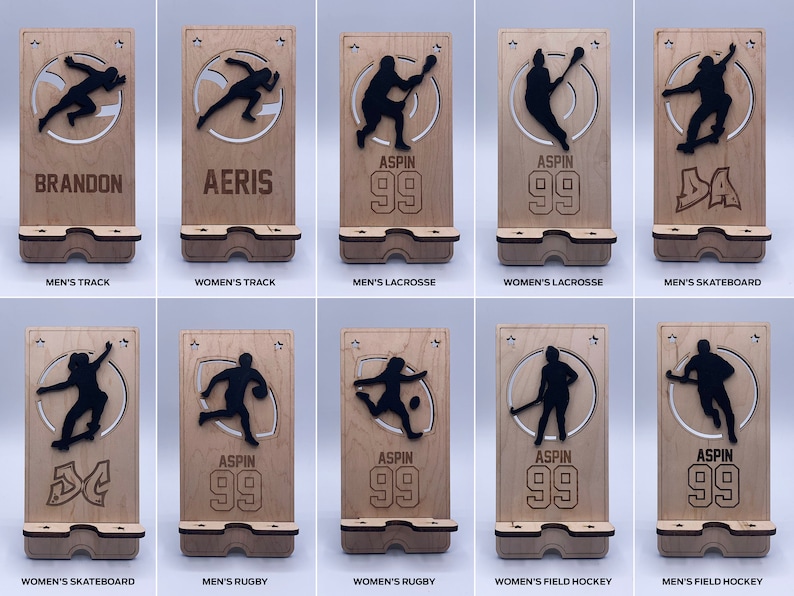 Sports and Recreation Cell Phone Stands 66 Designs Laser Ready File Glowforge and Lightburn Tested image 10