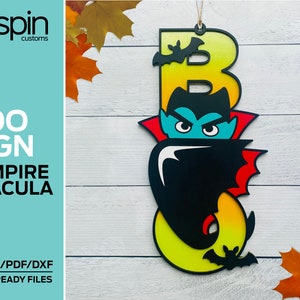 Letrero "BOO" de VAMPIRO/DRÁCULA - Halloween - Archivo compatible con láser - Glowforge y otros láseres