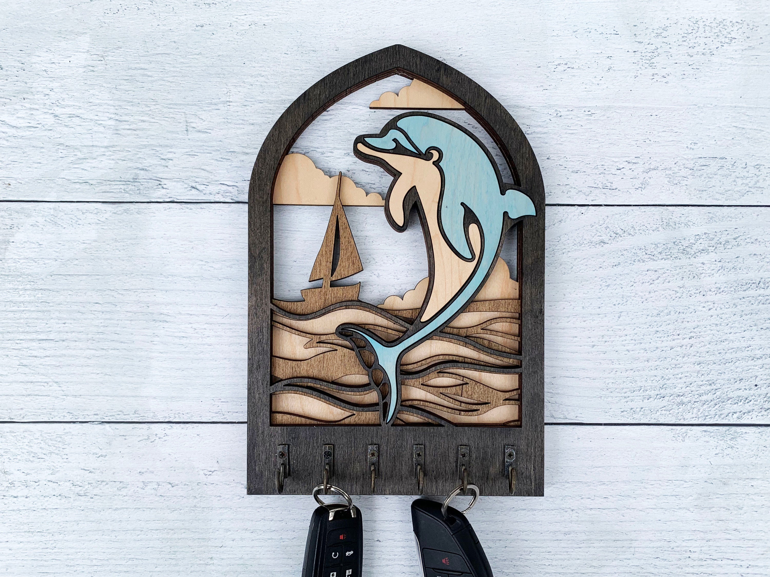 サーフオブジェ Dolphin Arch Key Hanger or Decor - Laser Ready File - Glowforge
