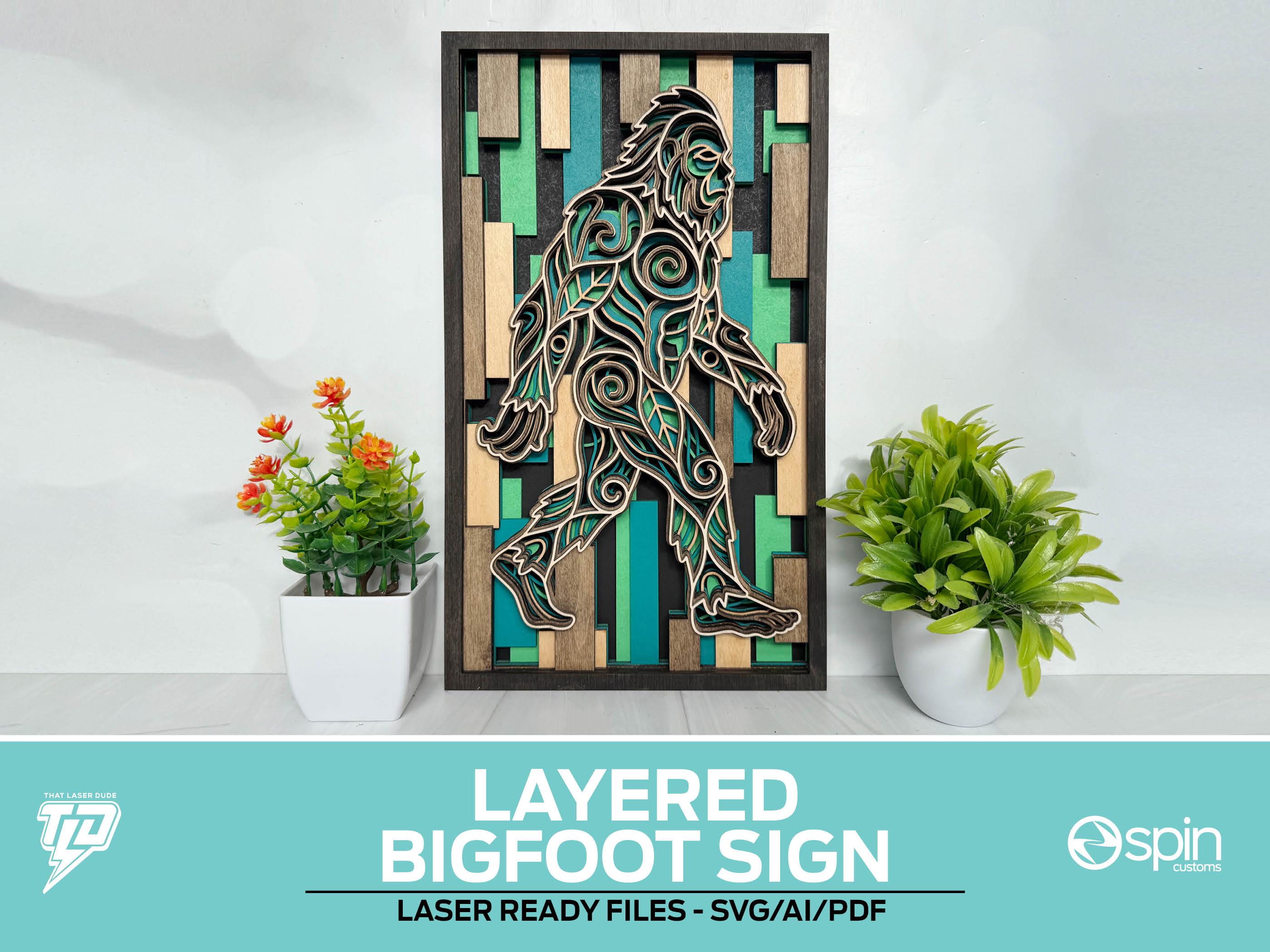 Laser Sign Files Layered Bigfoot Sign - Laser Ready File - All Lasers - Etsy