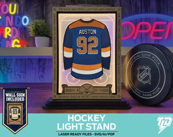 Personalized Hockey Mini Framed Jersey - Light, Stand and Sign - Laser Ready Files - All Lasers