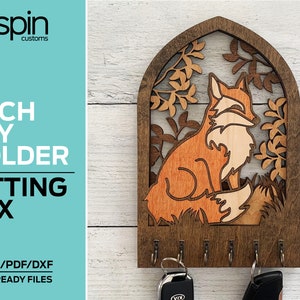 Zittende Fox Arch-sleutelhanger of -decor - bestand voor laserdoeleinden - Glowforge en alle lasers