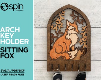 Sitting Fox Arch Key Hanger or Decor - Laser Ready file - Glowforge and All Lasers