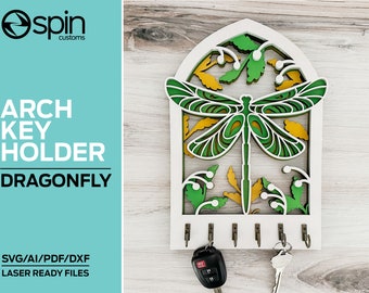 Dragonfly Arch Key Hanger or Decor - Laser Ready file - Glowforge and All Lasers