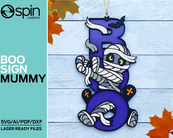 MUMMY "BOO" Sign - Halloween - Laser ready file - Glowforge and other lasers