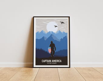 Captain America The First Avenger Minimalist Poster | Marvel Print | A5 A4 A3 Wall Art | Modern Movie Decor