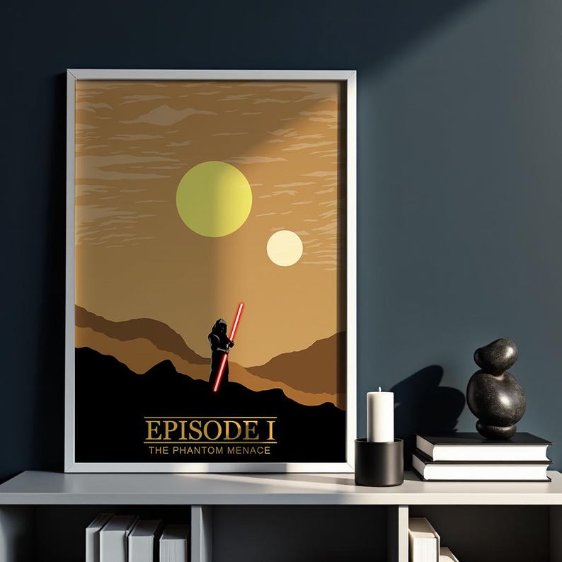 Star Wars The Phantom Menace Minimalist Poster | Episode I Print | A5 A4 A3 Wall Art | Modern Movie Decor | Sci‑Fi Film Artwork image 3