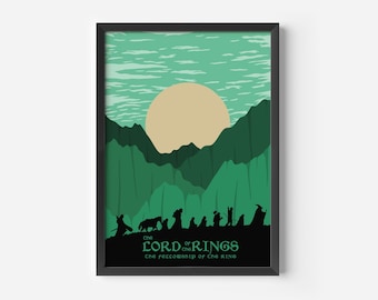 Lord of the Rings The Fellowship Of The Ring Minimalist Poster | LOTR Print | A5 A4 A3 Wall Art | Modern Movie Decor