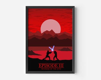 Star Wars The Revenge Of The Sith Minimalist Poster | Episode III Print | A5 A4 A3 Wall Art | Modern Movie Decor
