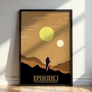 Star Wars The Phantom Menace Minimalist Poster | Episode I Print | A5 A4 A3 Wall Art | Modern Movie Decor | Sci‑Fi Film Artwork image 2