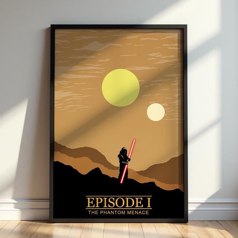 Star Wars The Phantom Menace Minimalist Poster | Episode I Print | A5 A4 A3 Wall Art | Modern Movie Decor | Sci‑Fi Film Artwork image 2