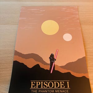 Star Wars The Phantom Menace Minimalist Poster | Episode I Print | A5 A4 A3 Wall Art | Modern Movie Decor | Sci‑Fi Film Artwork image 4