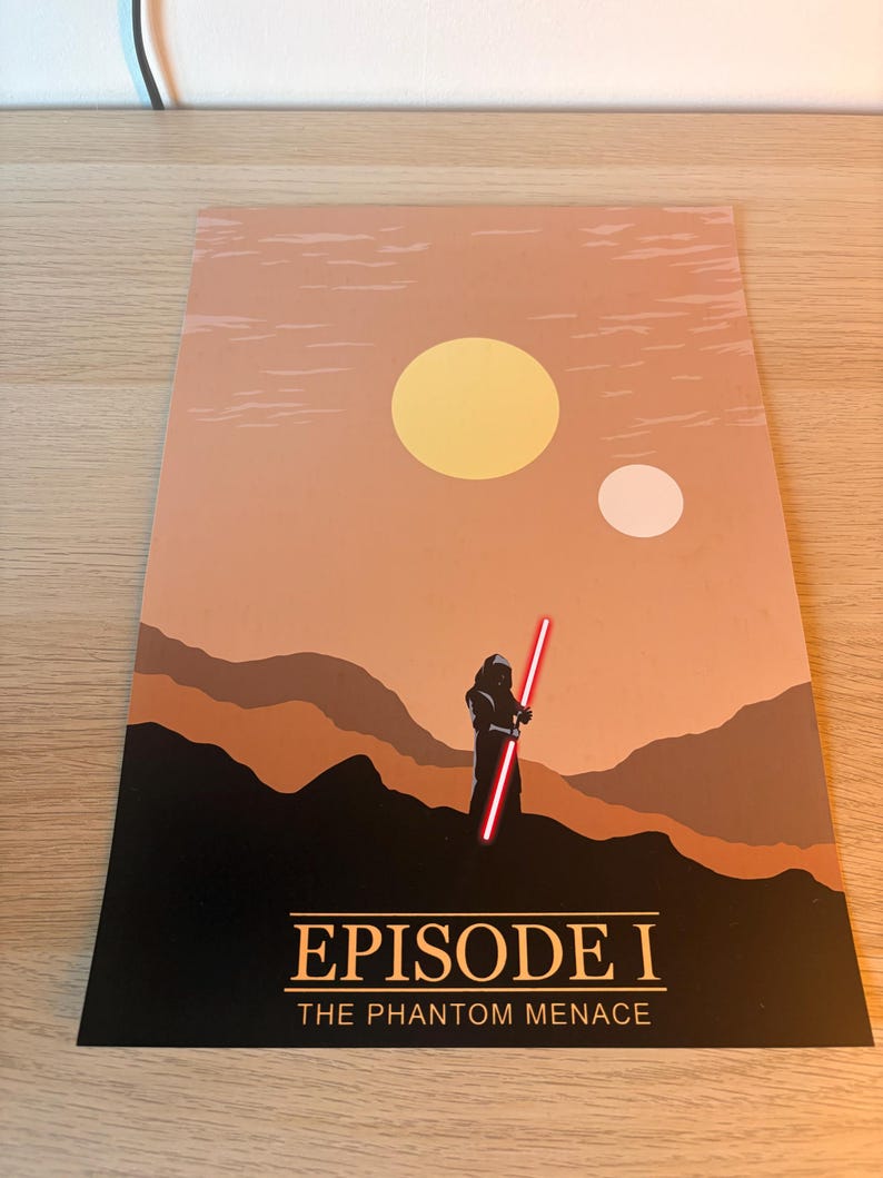 Star Wars The Phantom Menace Minimalist Poster | Episode I Print | A5 A4 A3 Wall Art | Modern Movie Decor | Sci‑Fi Film Artwork image 4