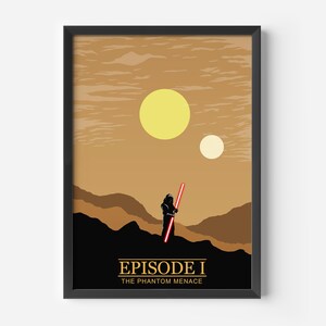 Star Wars The Phantom Menace Minimalist Poster | Episode I Print | A5 A4 A3 Wall Art | Modern Movie Decor | Sci‑Fi Film Artwork image 1
