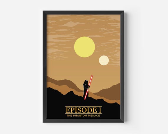 Star Wars The Phantom Menace Minimalist Poster | Episode I Print | A5 A4 A3 Wall Art | Modern Movie Decor | Sci‑Fi Film Artwork