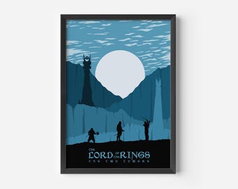 Lord of the Rings The Two Towers Minimalist Poster | LOTR Print | A5 A4 A3 Wall Art | Modern Movie Decor