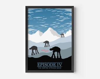 Star Wars The Empire Strikes Back Minimalist Poster | Episode V Print | A5 A4 A3 Wall Art | Modern Movie Decor