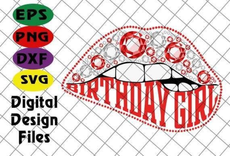 Download Birthday girl biting lips svg Red lips svg Rhinestone svg ...