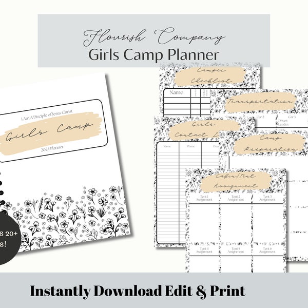 2024 Young Women Girls Camp Planner, Young Women Planner, LDS Girls Camp, I Am A Disciple, Young Women System, Printable , Editable