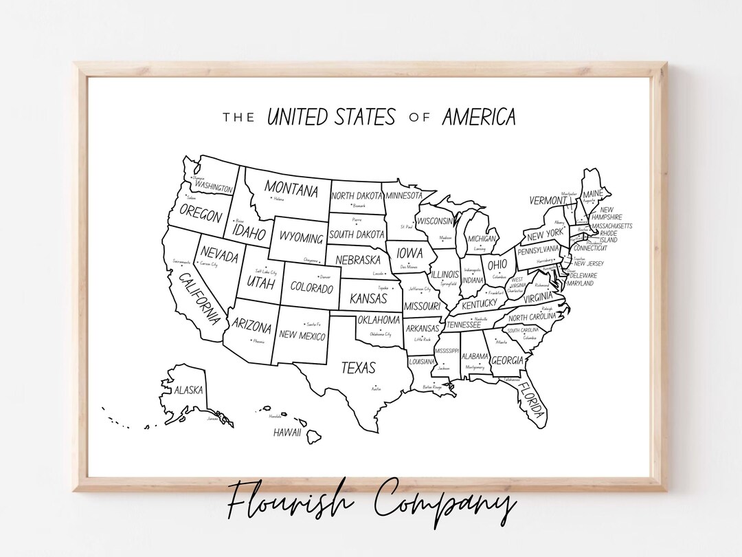 United States of America Map, Printable US Map, Educational Posters ...