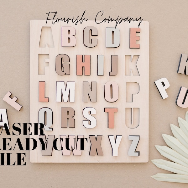 Alphabet Puzzle SVG pour Glowforge | Lettres pour enfants Puzzle | téléchargement numérique instantané | | de fichiers laser ready cut École d’apprentissage SVG